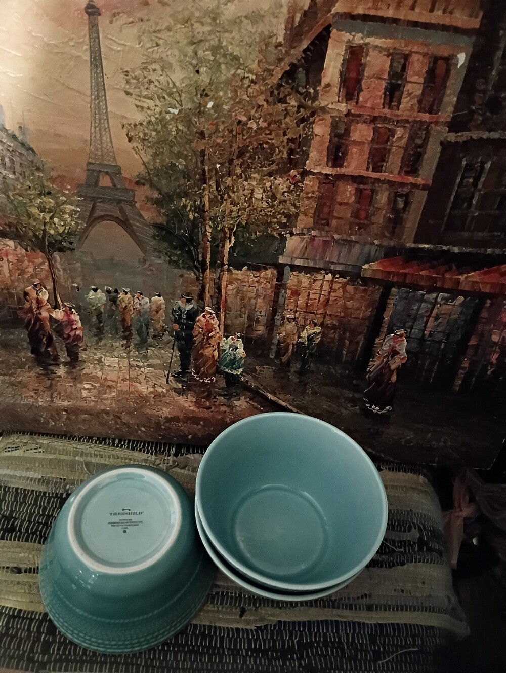 THRESHOLD - Turquoise Ceramic Bowls - Set of 3 SIZE 6.25"×3.5"NICE 🎁 GIFT